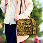 Gold Samurai Mask Print Shoulder Strap Bible Bag