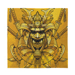 Gold Samurai Mask Print Silk Bandana