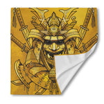 Gold Samurai Mask Print Silk Bandana