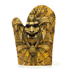 Gold Samurai Mask Print Single Oven Mitt