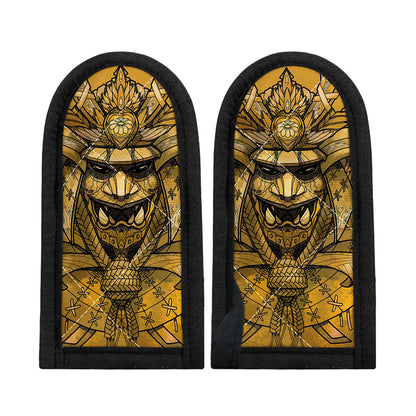 Gold Samurai Mask Print Skillet Handle Cover