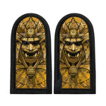Gold Samurai Mask Print Skillet Handle Cover