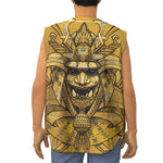 Gold Samurai Mask Print Sleeveless Baseball Jersey