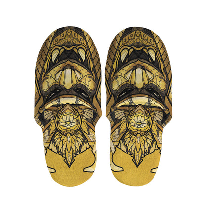 Gold Samurai Mask Print Slippers