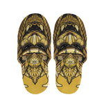 Gold Samurai Mask Print Slippers