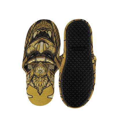 Gold Samurai Mask Print Slippers
