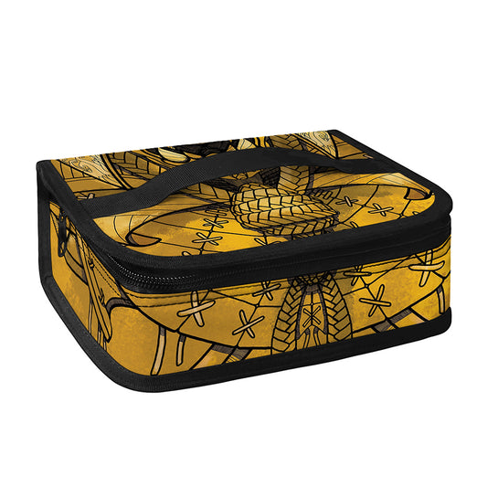 Gold Samurai Mask Print Small Lunch Bag