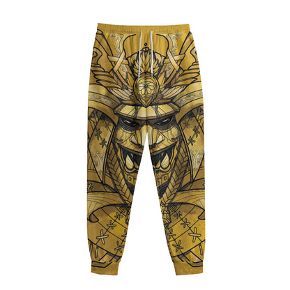 Gold Samurai Mask Print Sweatpants