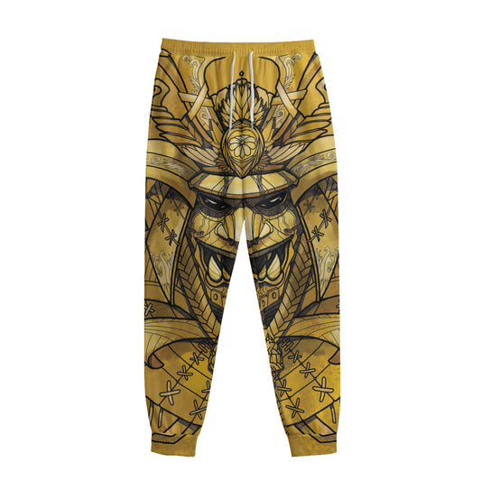 Gold Samurai Mask Print Sweatpants