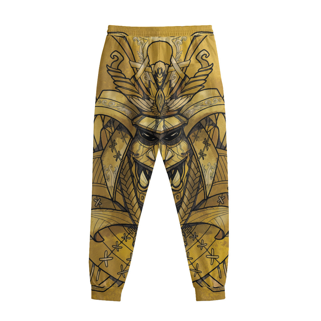 Gold Samurai Mask Print Sweatpants