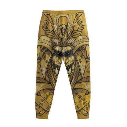 Gold Samurai Mask Print Sweatpants