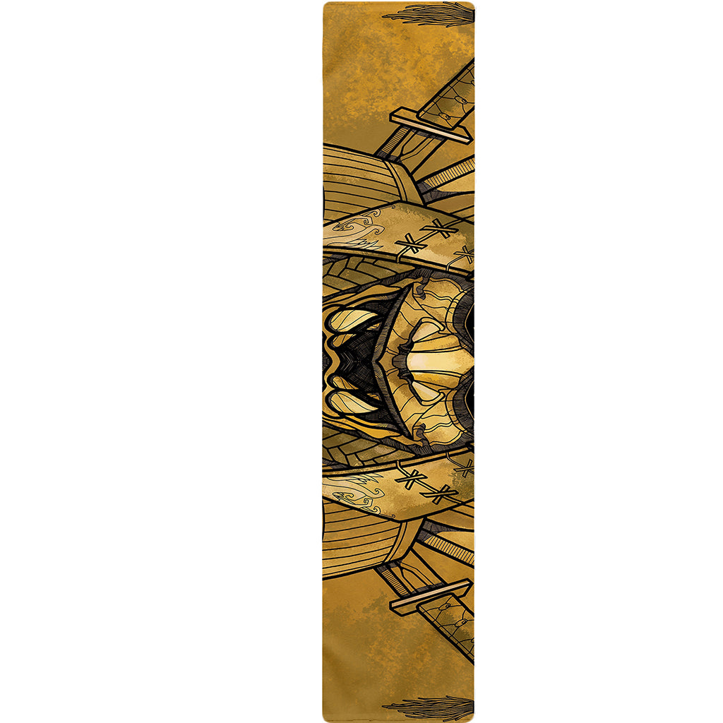 Gold Samurai Mask Print Table Runner