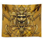 Gold Samurai Mask Print Tapestry