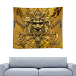 Gold Samurai Mask Print Tapestry