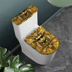 Gold Samurai Mask Print Toilet Lid And Tank Cover Set