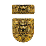 Gold Samurai Mask Print Toilet Lid And Tank Cover Set