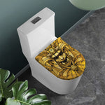 Gold Samurai Mask Print Toilet Lid Cover