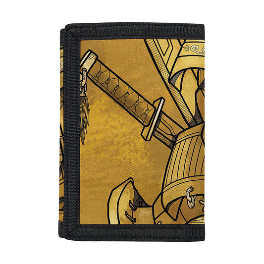 Gold Samurai Mask Print Trifold Wallet