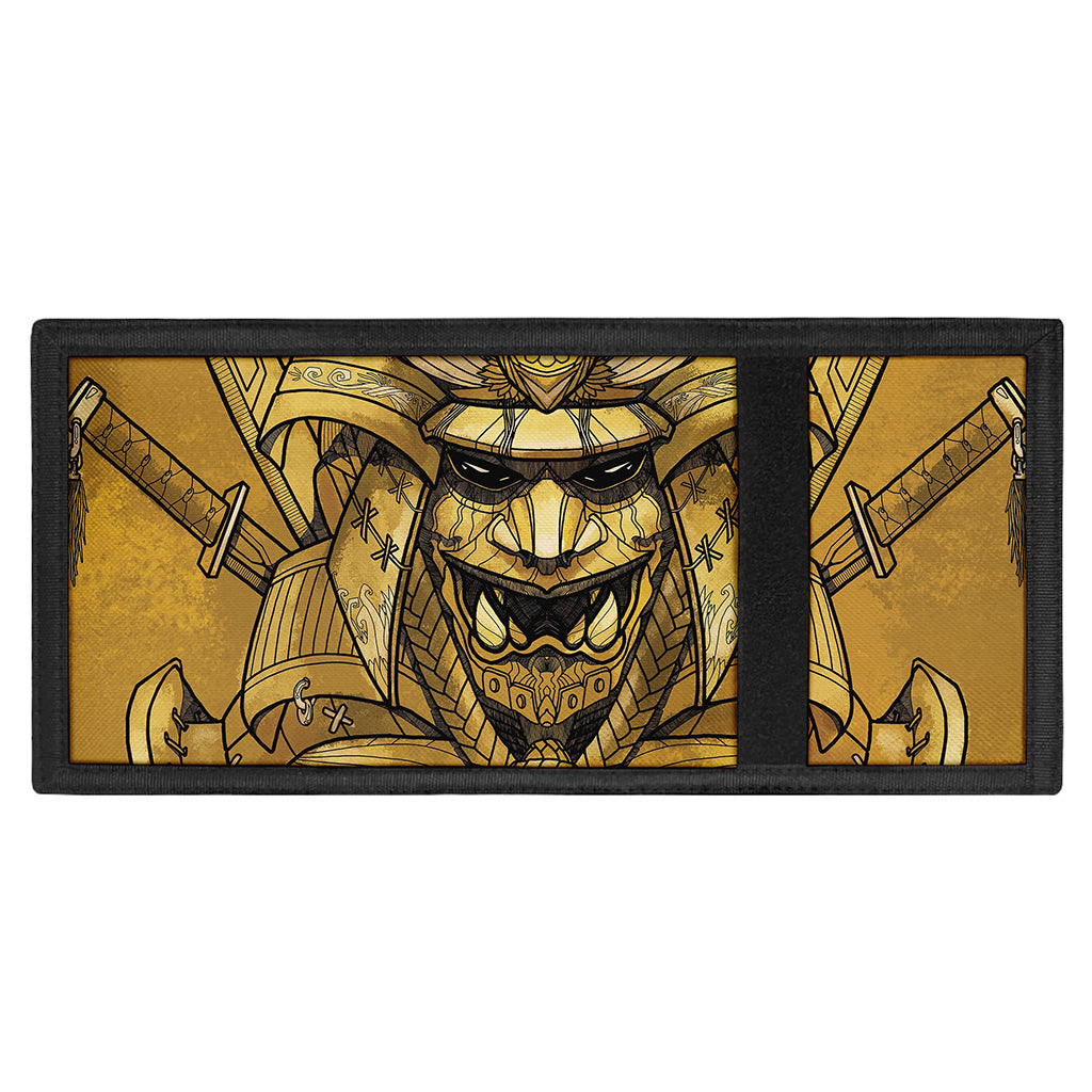 Gold Samurai Mask Print Trifold Wallet