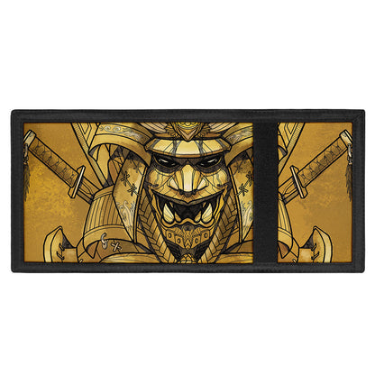 Gold Samurai Mask Print Trifold Wallet