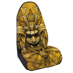 Gold Samurai Mask Print Waterproof Car Seat Cover