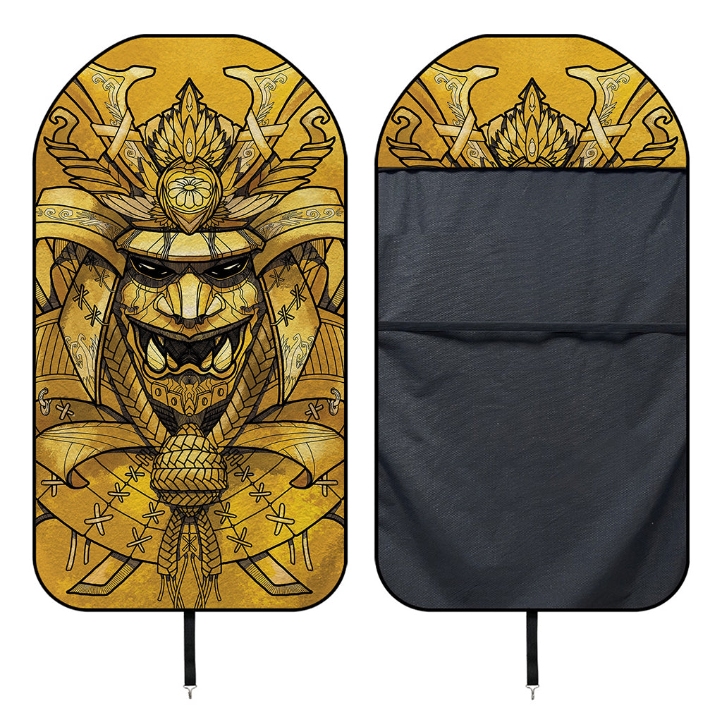 Gold Samurai Mask Print Waterproof Car Seat Cover