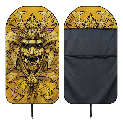 Gold Samurai Mask Print Waterproof Car Seat Cover