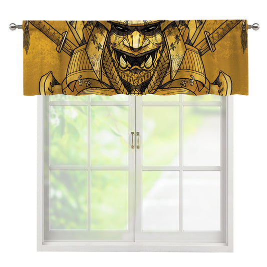 Gold Samurai Mask Print Window Valance