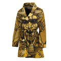 Gold Samurai Mask Print Women's Bathrobe