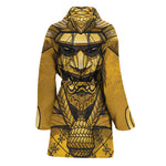 Gold Samurai Mask Print Women's Bathrobe