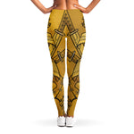 Gold Samurai Mask Print Women's Leggings