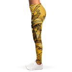 Gold Samurai Mask Print Women's Leggings