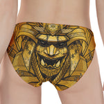 Gold Samurai Mask Print Women's Panties