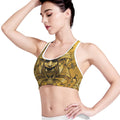 Gold Samurai Mask Print Women's Sports Bra