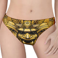 Gold Samurai Mask Print Women's Thong