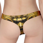 Gold Samurai Mask Print Women's Thong