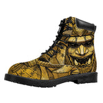 Gold Samurai Mask Print Work Boots