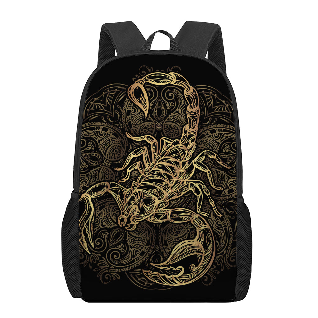 Gold Scorpio Print 17 Inch Backpack