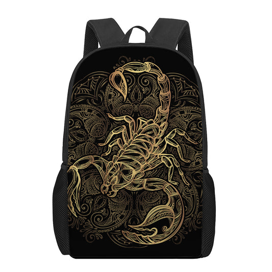 Gold Scorpio Print 17 Inch Backpack