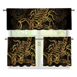 Gold Scorpio Print 3 Piece Kitchen Curtains