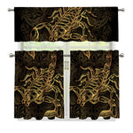 Gold Scorpio Print 3 Piece Kitchen Curtains