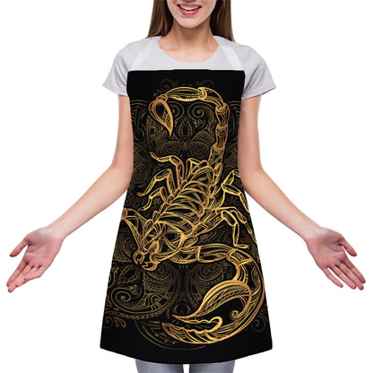 Gold Scorpio Print Adjustable Apron