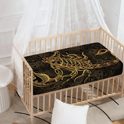 Gold Scorpio Print Baby Crib Sheet