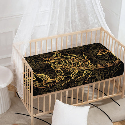 Gold Scorpio Print Baby Crib Sheet