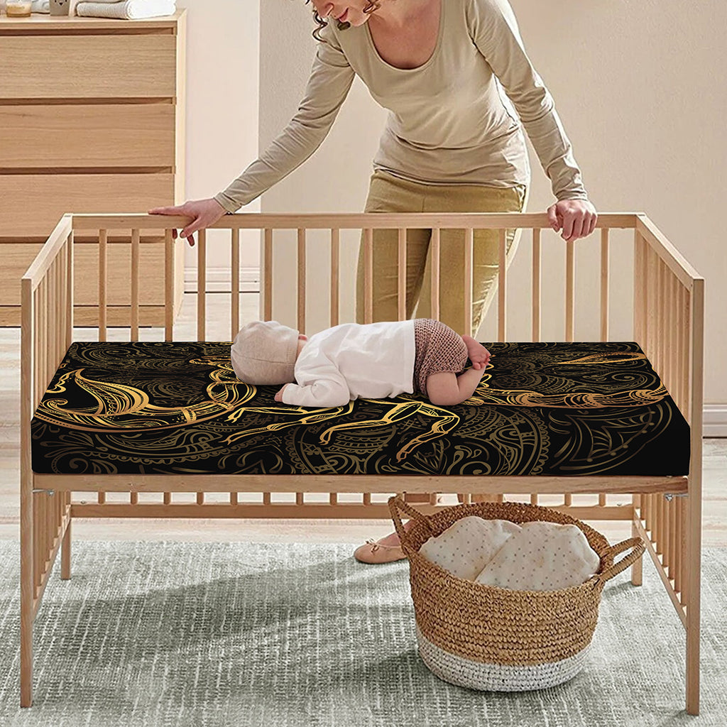 Gold Scorpio Print Baby Crib Sheet