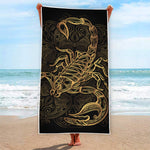 Gold Scorpio Print Beach Towel