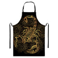 Gold Scorpio Print Bib Apron With Pocket