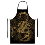 Gold Scorpio Print Bib Apron With Pocket