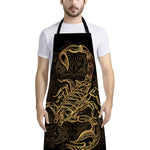 Gold Scorpio Print Bib Apron With Pocket
