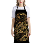 Gold Scorpio Print Bib Apron With Pocket